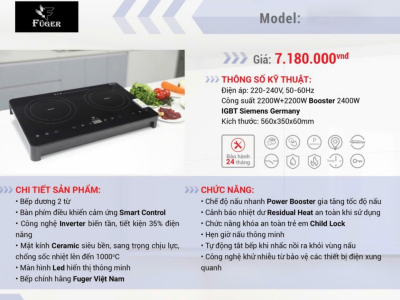 Bếp Từ Đôi Dương Fuger FG 799D chính hãng cao cấp