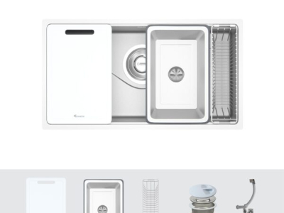 Chậu rửa bát Konox Tari 8748SM – Phong cách Nhật Bản mặt mịn- SUS304, dày 1.2mm, phụ kiện full set