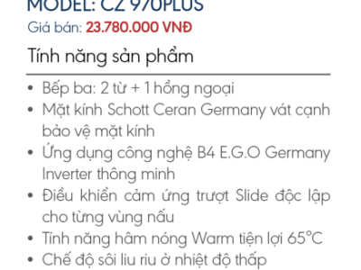 Bếp 2 từ 1 hồng ngoại CZ 970PLUS - Bếp Đức hỗn hợp