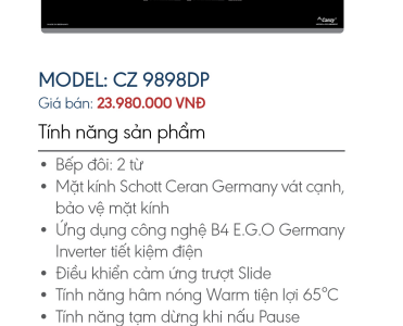Bếp Điện Từ Canzy CZ 9898DP - Bếp điện từ nhập khẩu