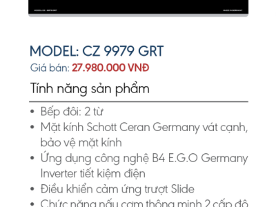 Bếp từ đôi Canzy CZ 9979 GRT - Bếp điện từ cao cấp
