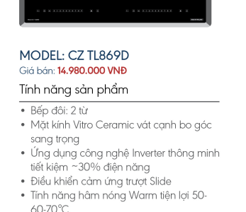Bếp từ đôi Canzy CZ TL869D - Bếp từ cao cấp Thái