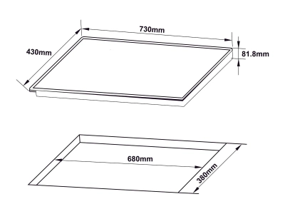 Bếp từ đôi Hafele HC-I7323B thông số bản vẽ