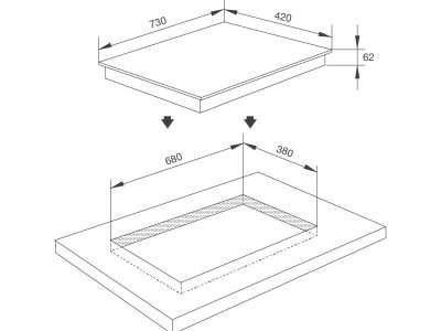 Bếp từ đôi Malloca MH 732 IN bản vẽ 2D