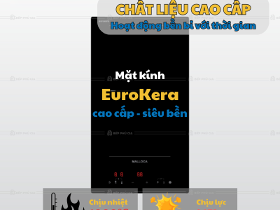 Bếp từ đôi domino Malloca MDI 302 FZ Kính euro kera cao cấp