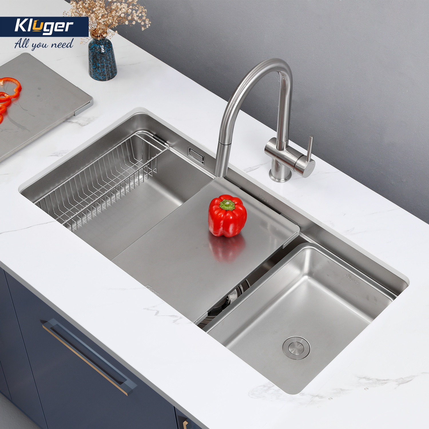 Chậu rửa bát Kluger KU7844FS Plus chậu 1 hố đáng mua nhất hiện nay