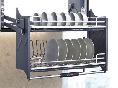 GIÁ BÁT ĐĨA NÂNG HẠ NAN OVAL SUS304 XL.60M2 nan oval kệ chén nâng hạ sang trọng