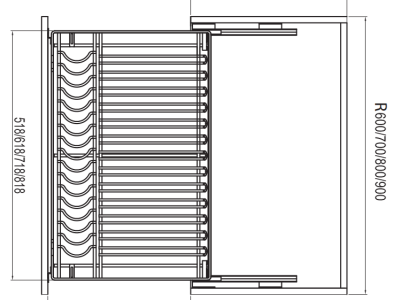 Giá bát đĩa GrandX XD.60M nan Oval - Kệ chén dĩa tủ dưới bản vẽ