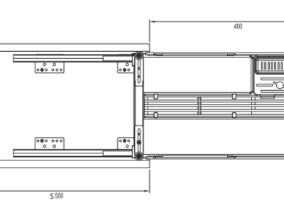 Giá dao thớt gia vị GrandX XK.30M nan oval - Kệ tủ bếp dưới bản vẽ