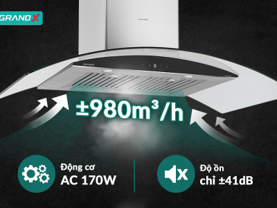 Hút mùi kính cong GX H70C55 công suất lớn độ ồn siêu thấp