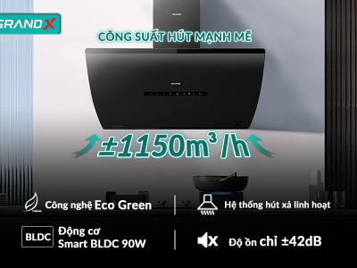 Hút mùi kính vát GrandX GX H70F87B công suất khỏe