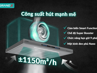 Máy hút mùi GrandX GX H70F85G công suất mạnh mẽ