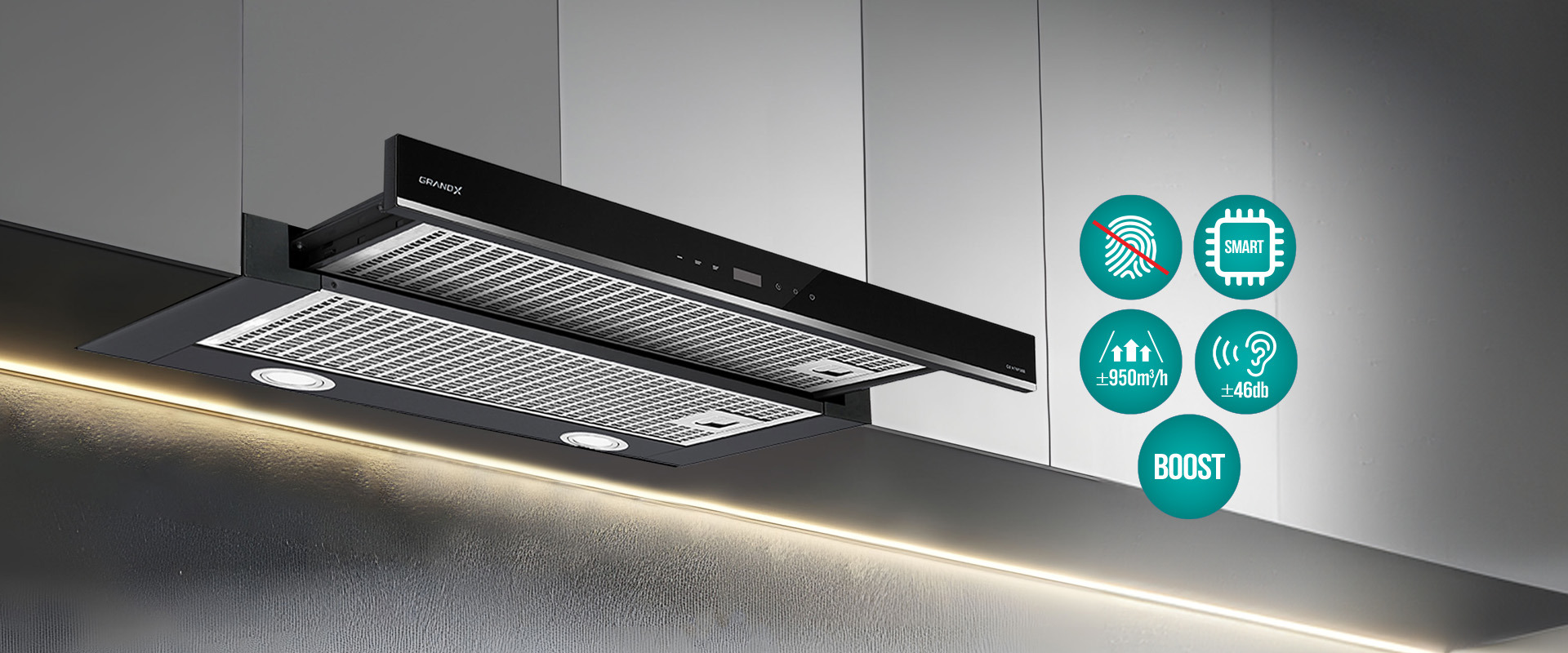 Máy hút mùi âm tủ GrandX GX H60F58B