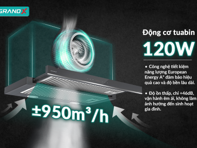 Máy hút mùi âm tủ Grandx GX H70F58G động cơ siêu khỏe siêu êm ái
