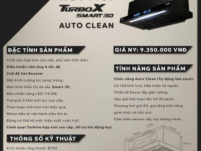 Máy hút mùi Kocher 3D X3D-350D Auto Clean hút mùi đáng mua nhất hiện nay